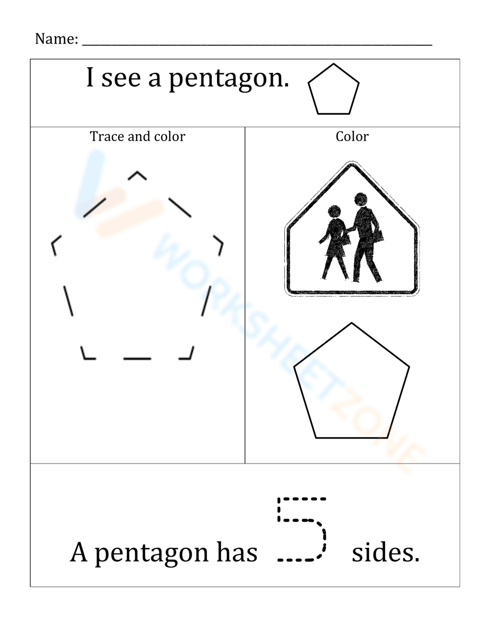 Grade 1 2D Shapes — Printable No-Prep Worksheet - Page 1