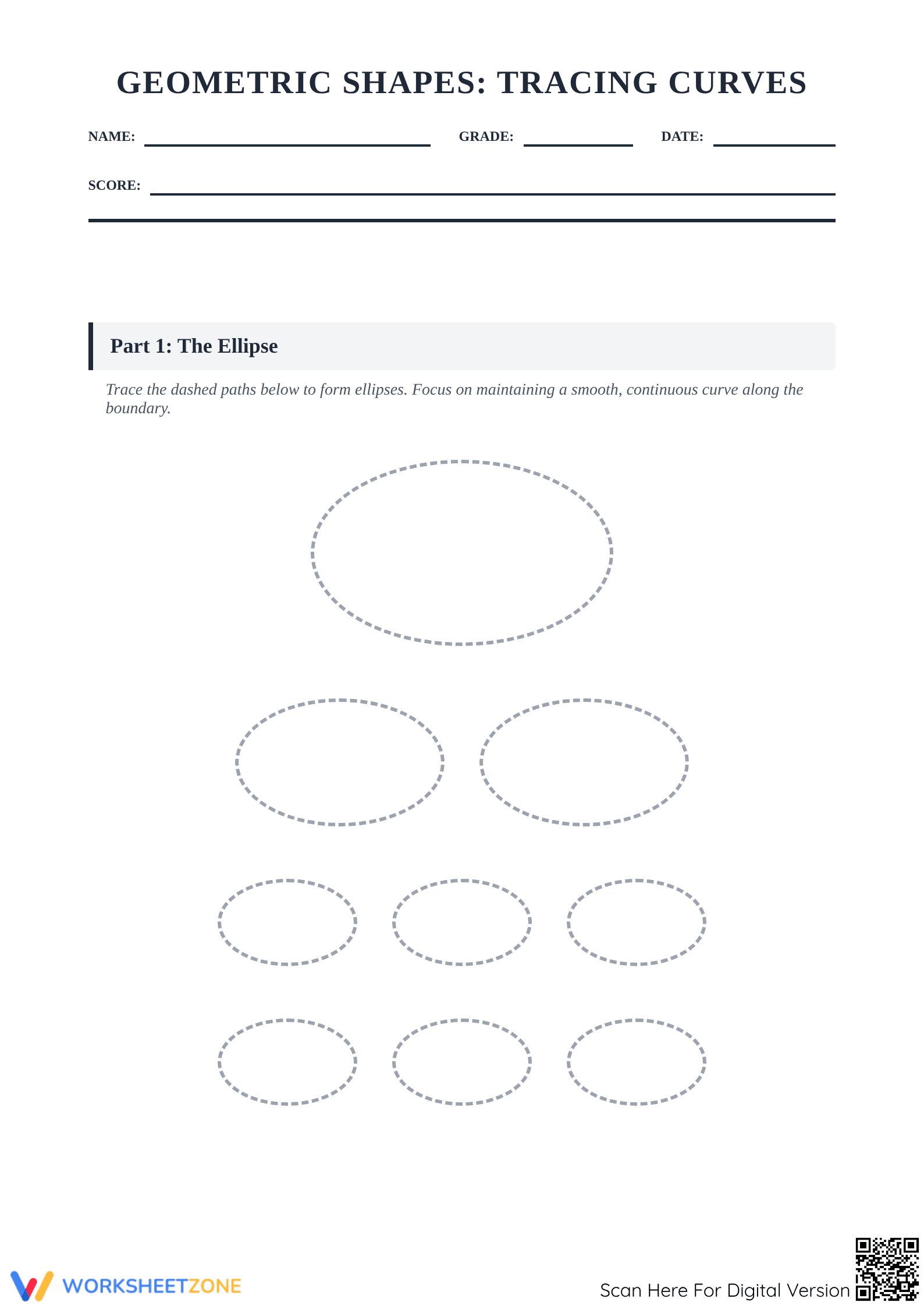 Printable Tracing Curves Worksheet | Grade 6-12 Geometry - Page 1