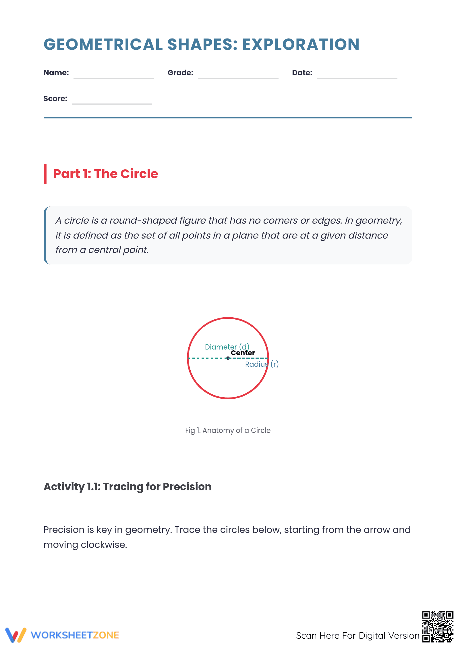 Essential Geometrical Shapes Worksheet | Grade 7 Math - Page 1