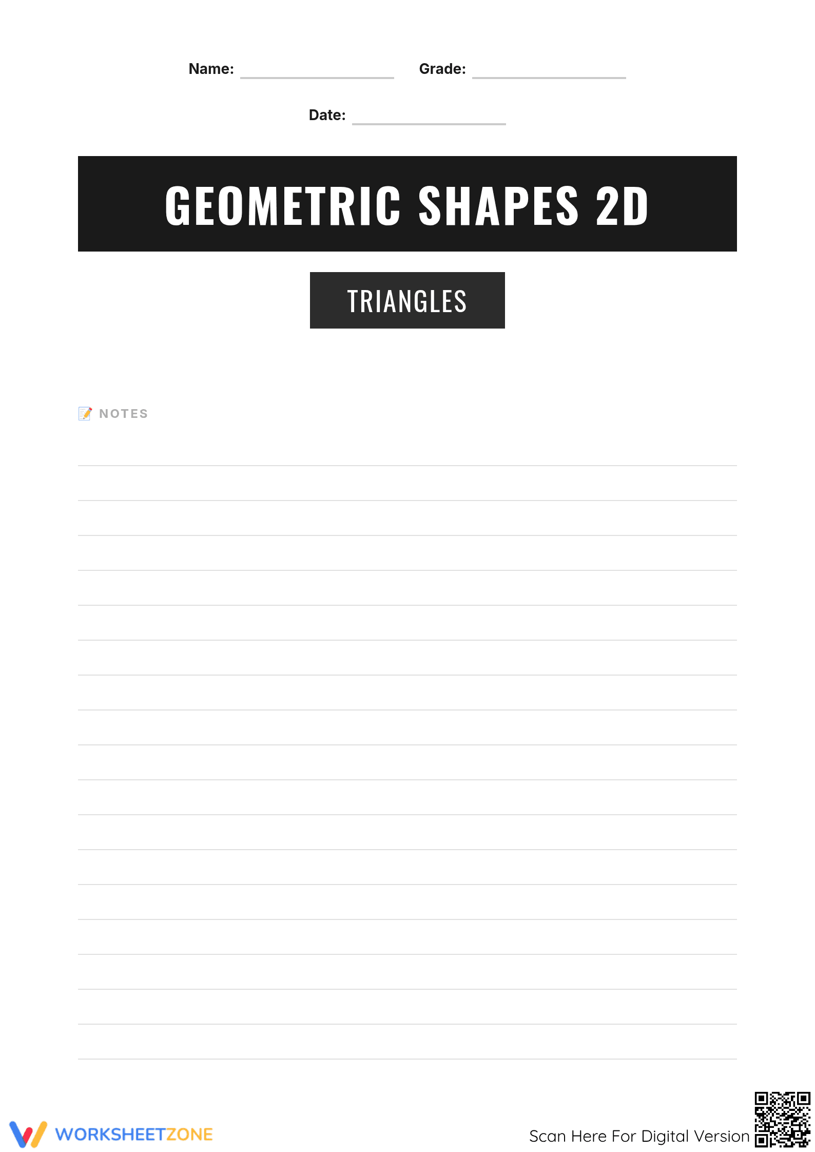 Printable 2D Triangles Reference Guide | Grade 6+ Aligned - Page 1