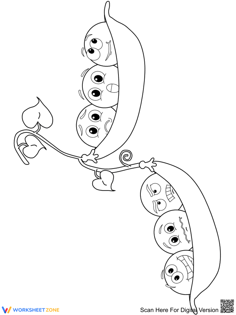 Peas in a Pod Emotions Coloring Page for Kids - Page 1