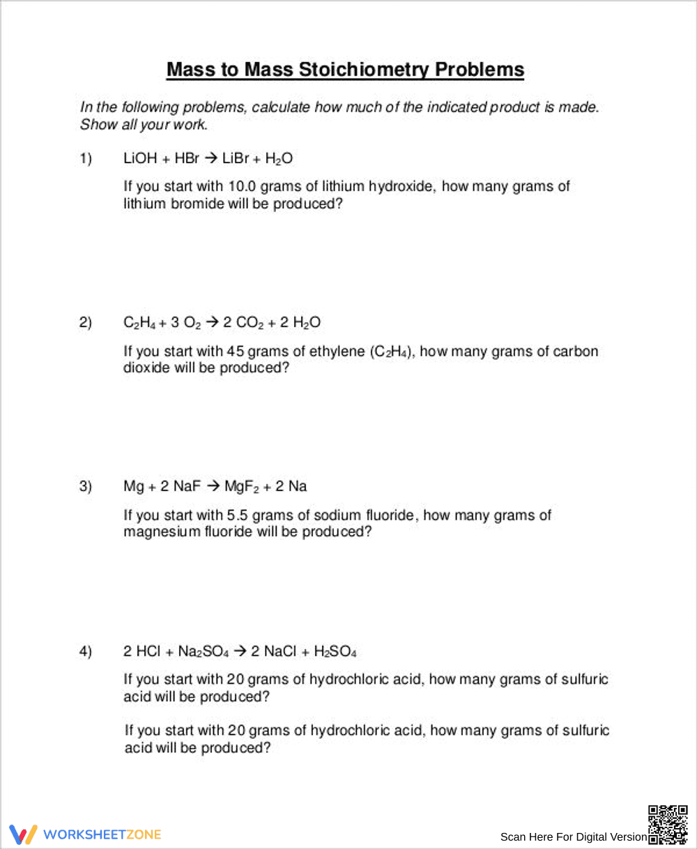 Mass-to-Mass Stoichiometry - Page 1