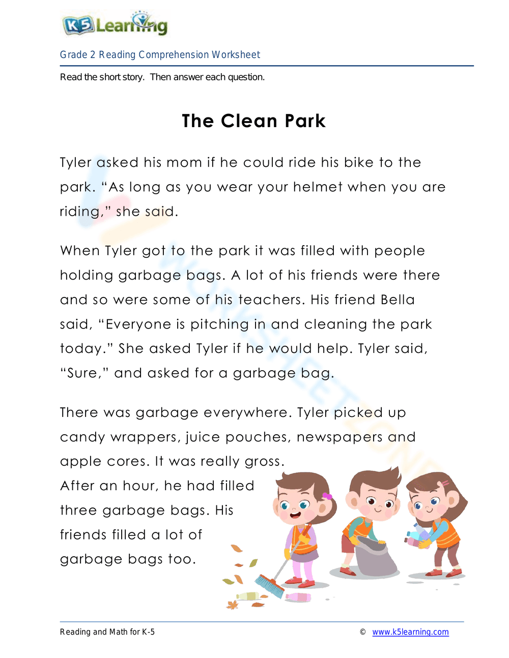 The Clean Park: A Reading Comprehension Adventure - Page 1