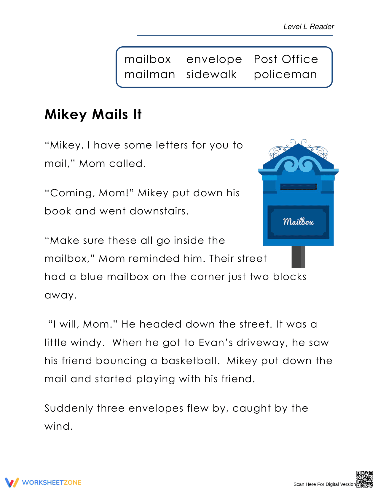 Mikey Mails It: A Reading Comprehension Worksheet Adventure - Page 1