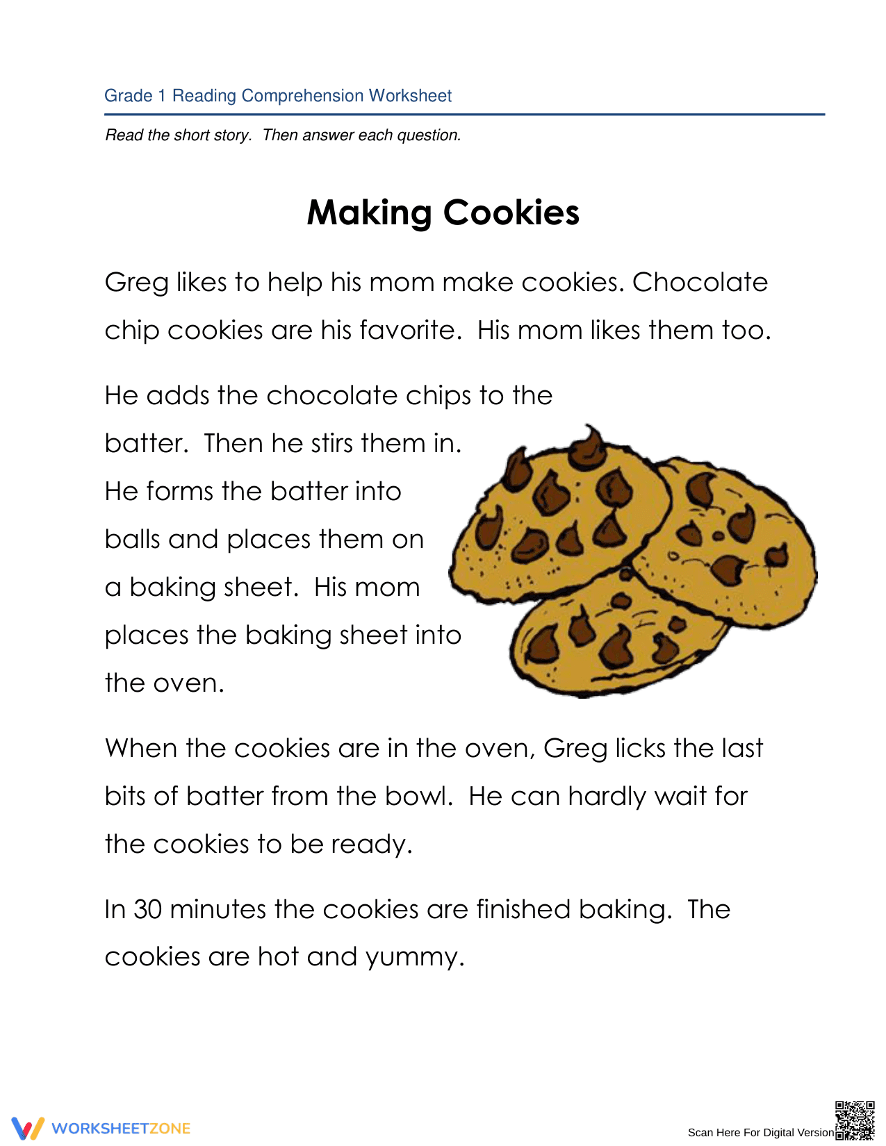 Making Cookies: A Recipe for Reading Comprehension - Page 1
