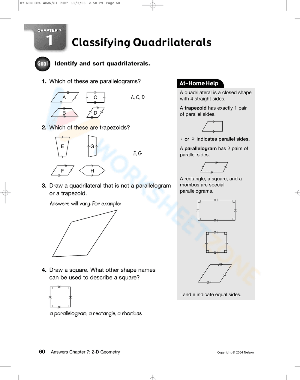 Classifying Quadrilateral: Geometry Theory & Exercise - Page 1