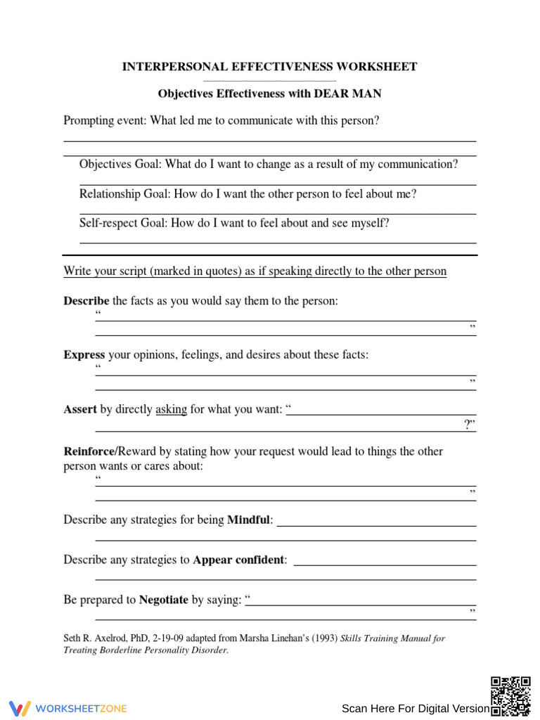 Objective Effectiveness with DEAR MAN - Page 1