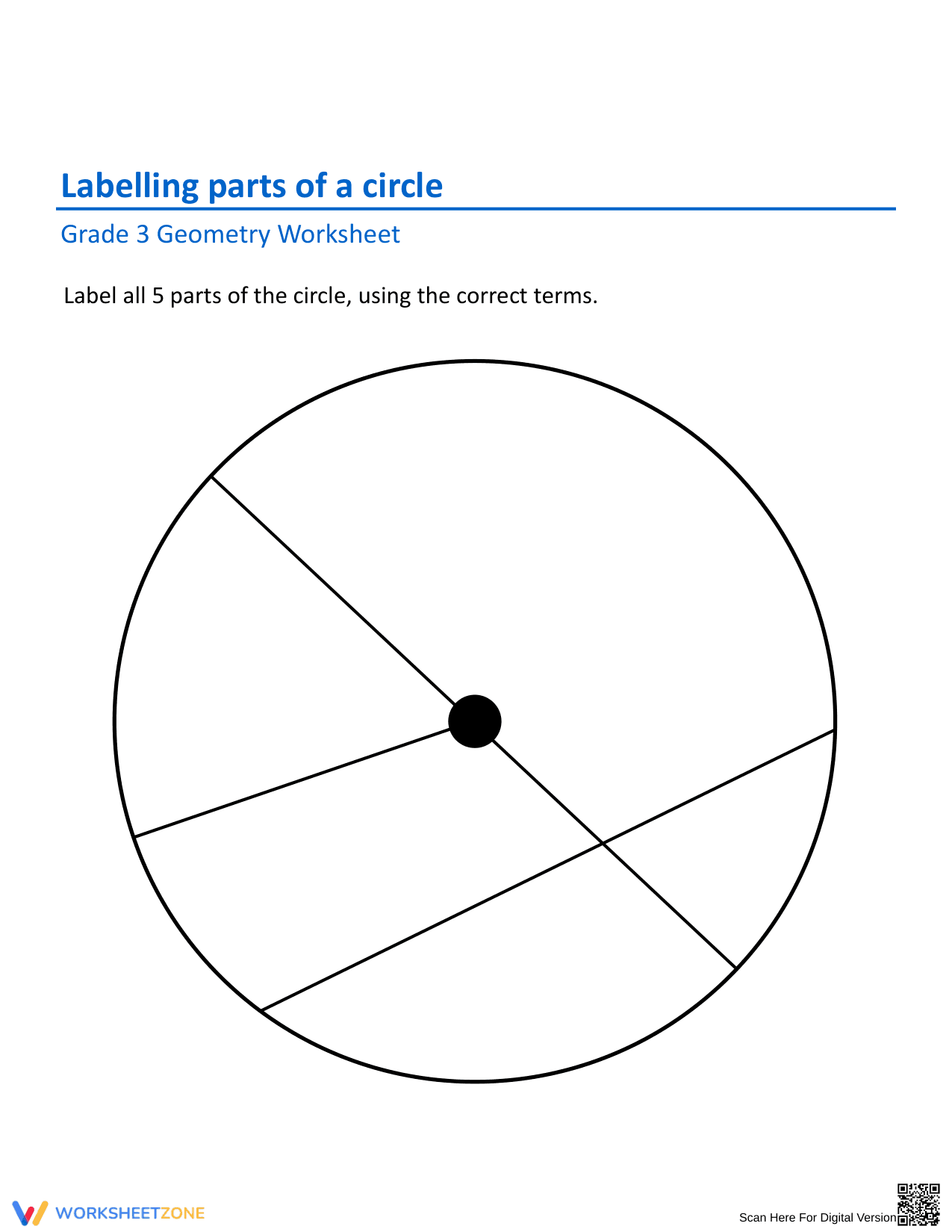 Labeling Parts of a Circle Worksheet - Page 1
