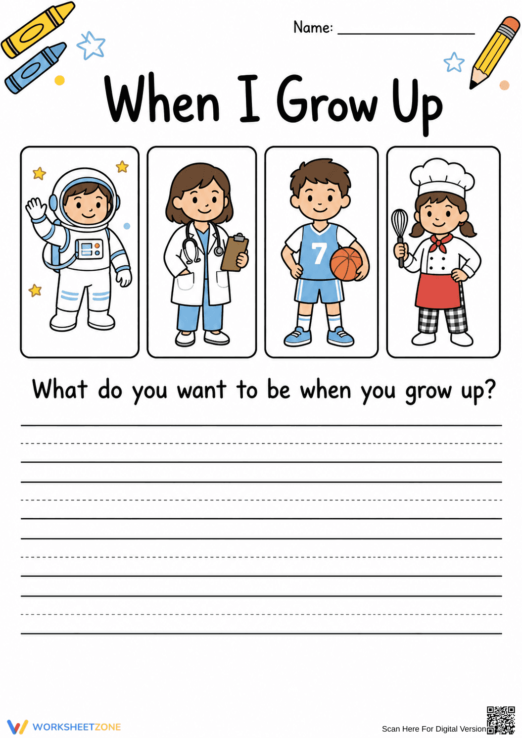 "When I Grow Up" Career Worksheet | Grade 1 Ready - Page 1
