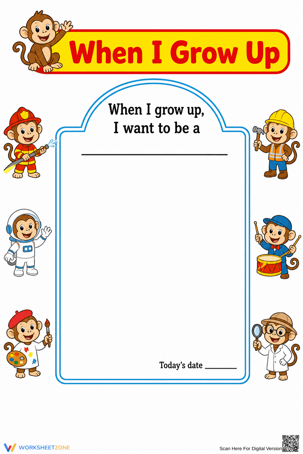 "When I Grow Up" Printable Worksheet | Grade K-1 - Page 1