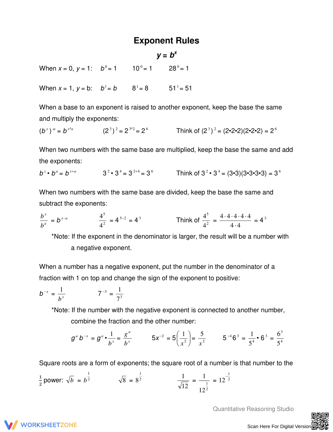 Exponent Rules Practice: Advanced - Page 1