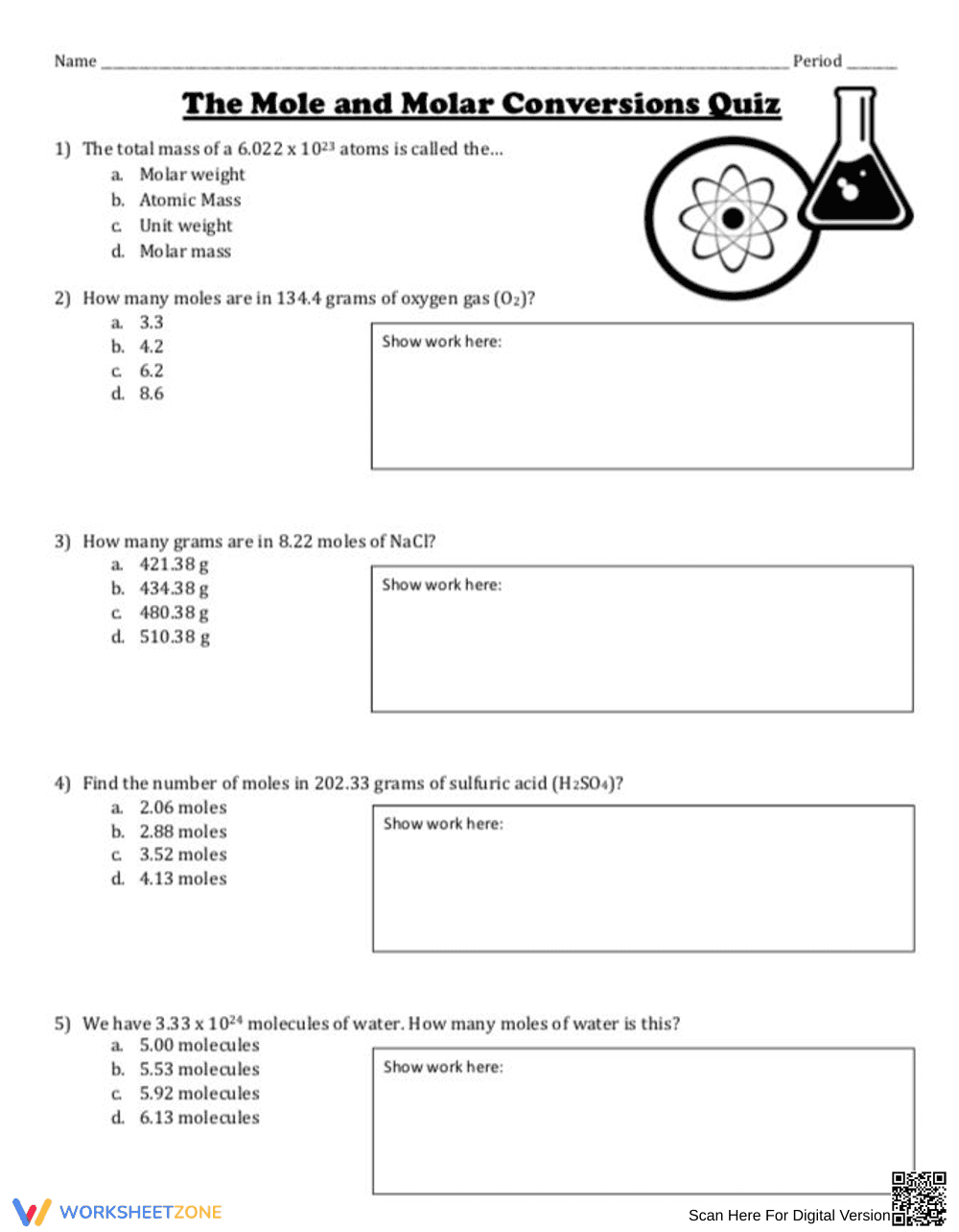 Practice Mole and Molar Conversions - Page 1