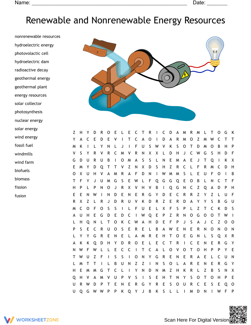 Energy Word Search Puzzle - Page 1