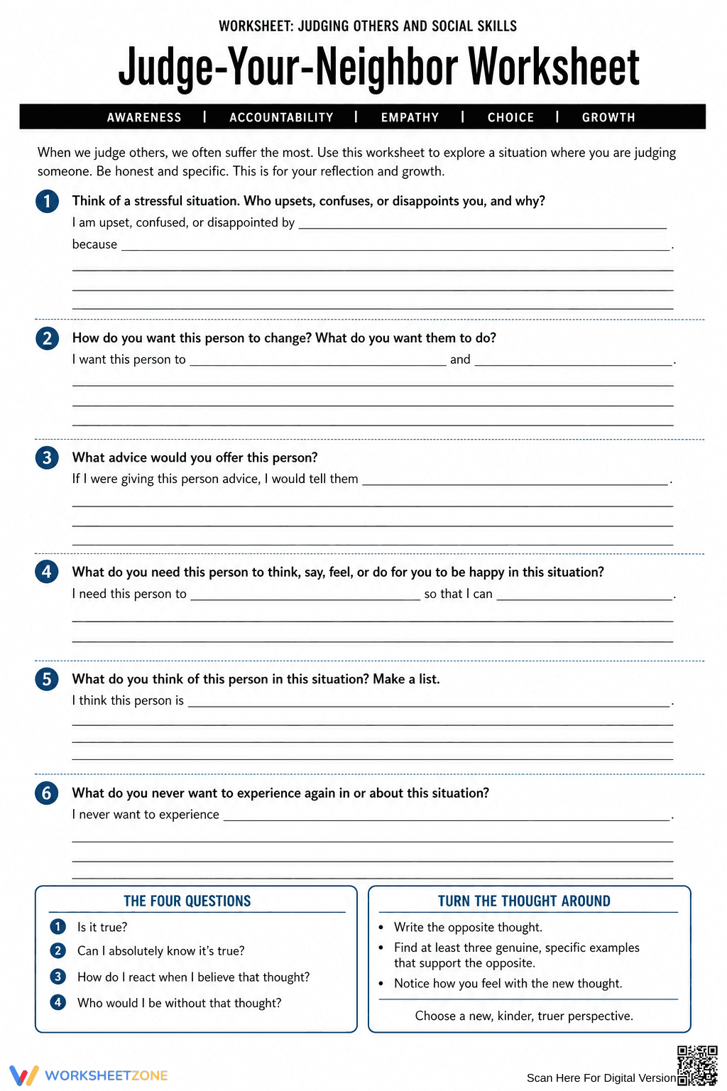 Printable SEL Worksheet: Conflict Resolution Grades 9-12 - Page 1