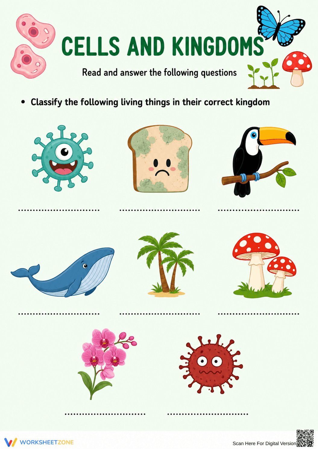 Essential Kingdom Classification Worksheet | Grade 10 - Page 1