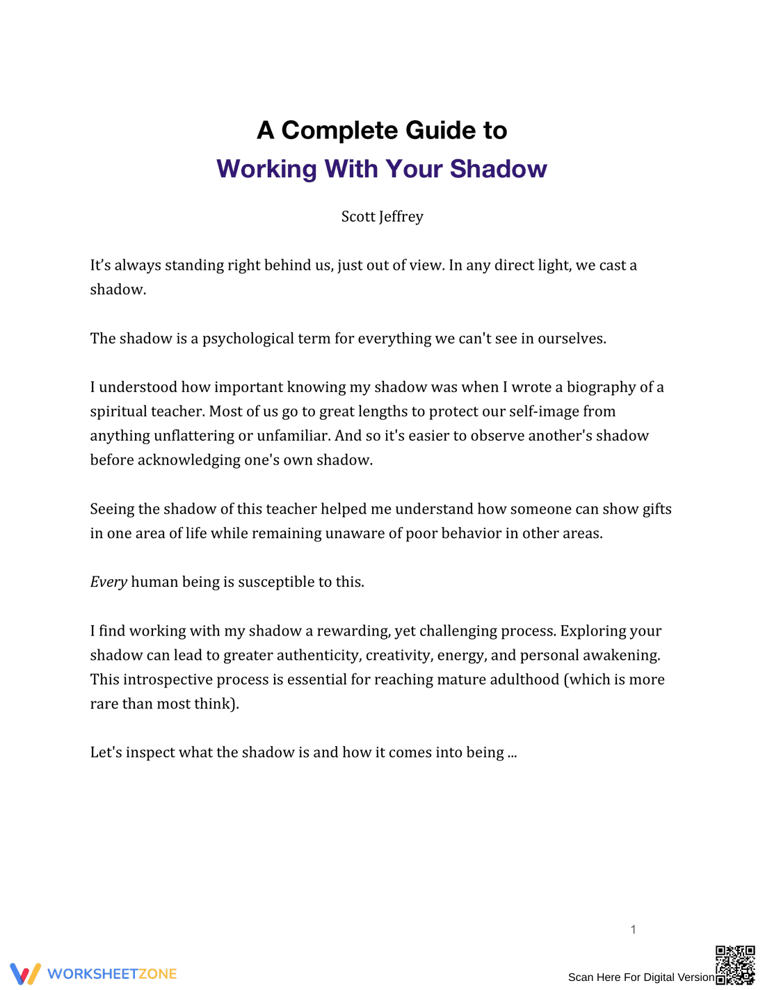 Working With Your Shadow: A Guide - Page 1