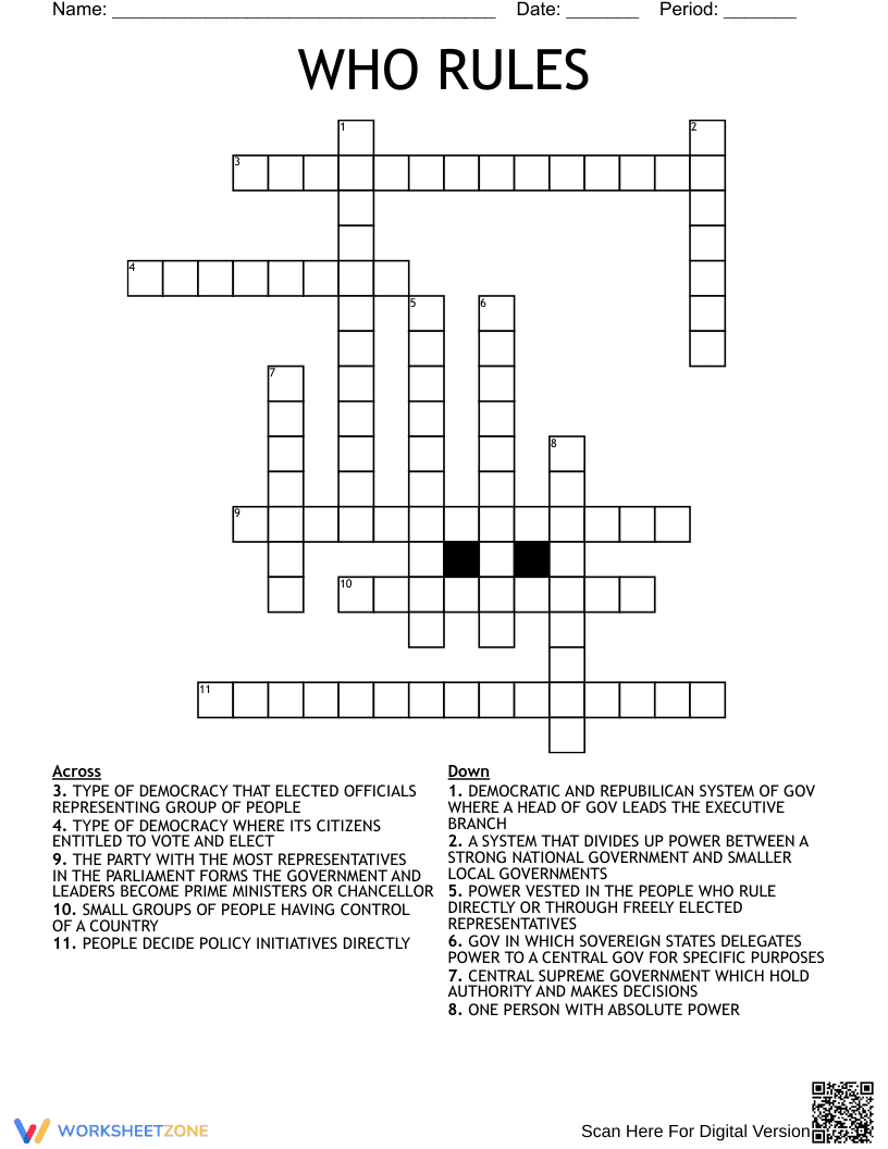 Who Rules? - Government Word Search Puzzle - Page 1