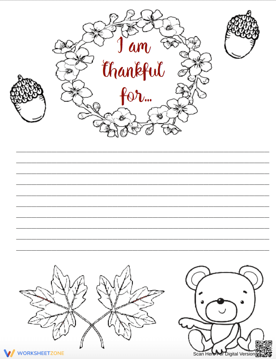 I am Thankful For Worksheet - Page 1