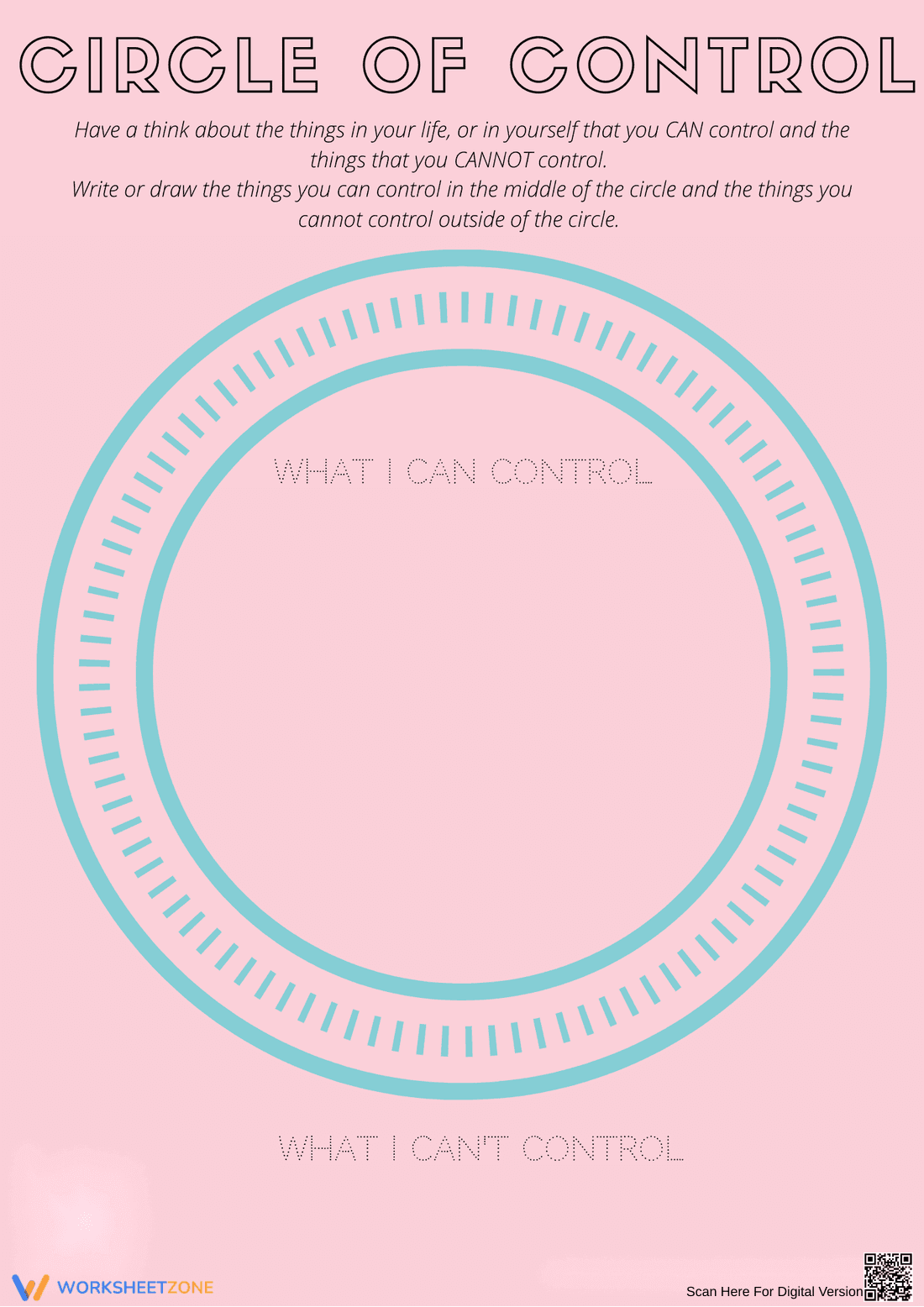 Circle of Control Worksheet | Grade 7-9 Essential - Page 1
