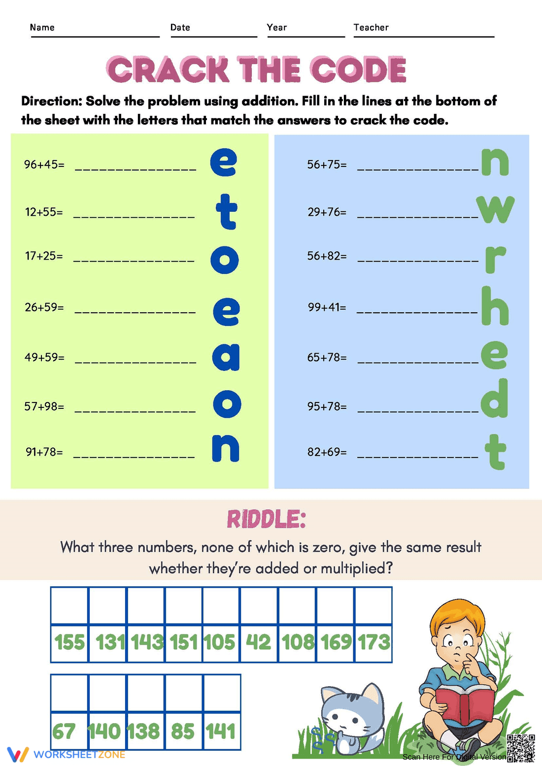 Crack the Code Math Riddle | Essential Grade 7-9 Logic - Page 1
