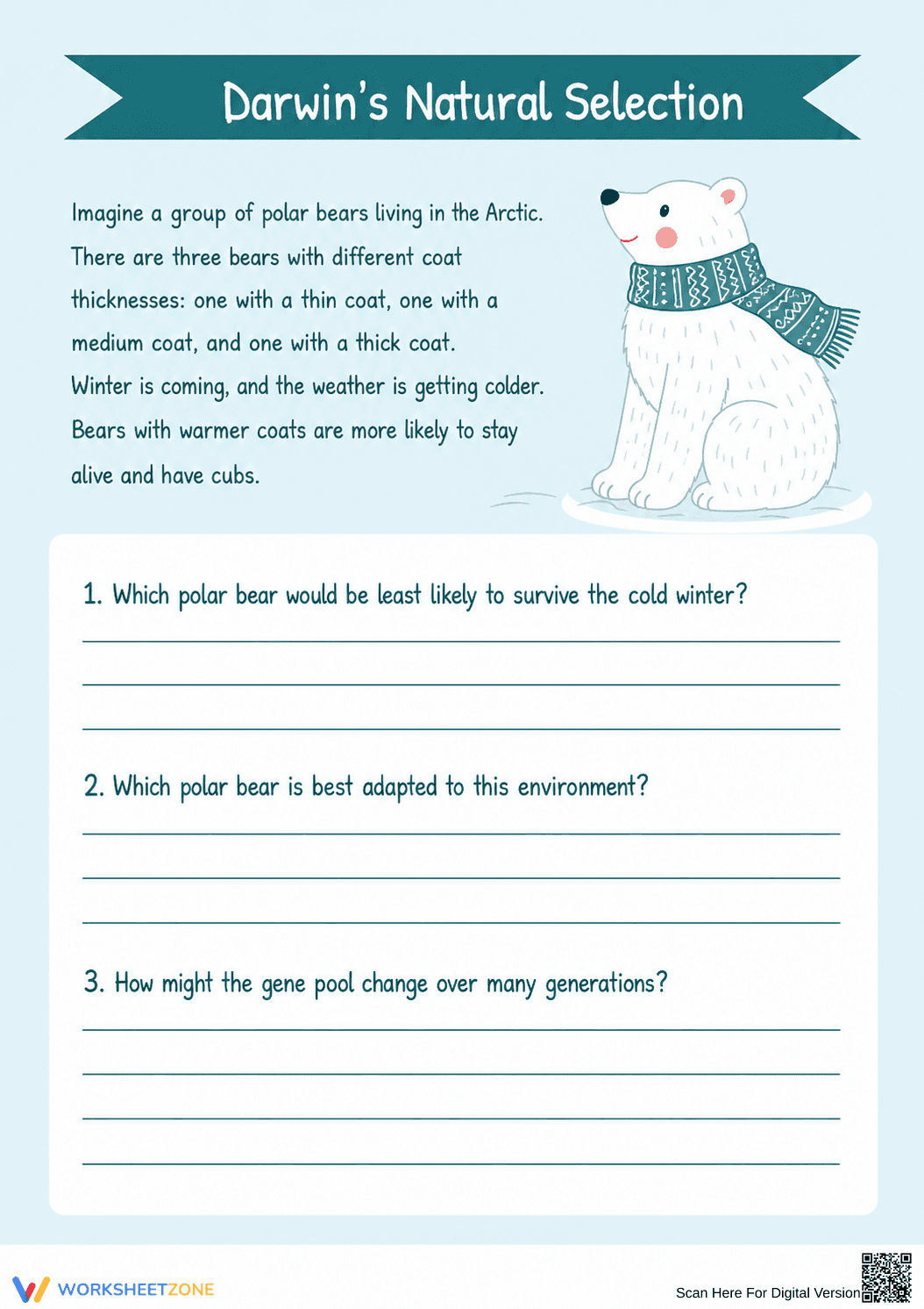 Grade 7 Natural Selection — Printable No-Prep Worksheet - Page 1