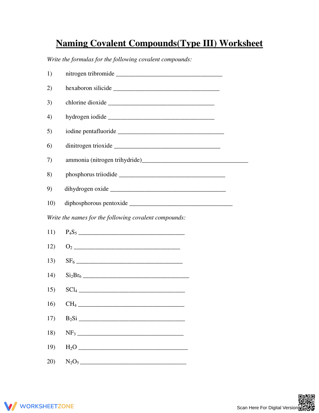 Naming Type III Covalent Compounds - Page 1