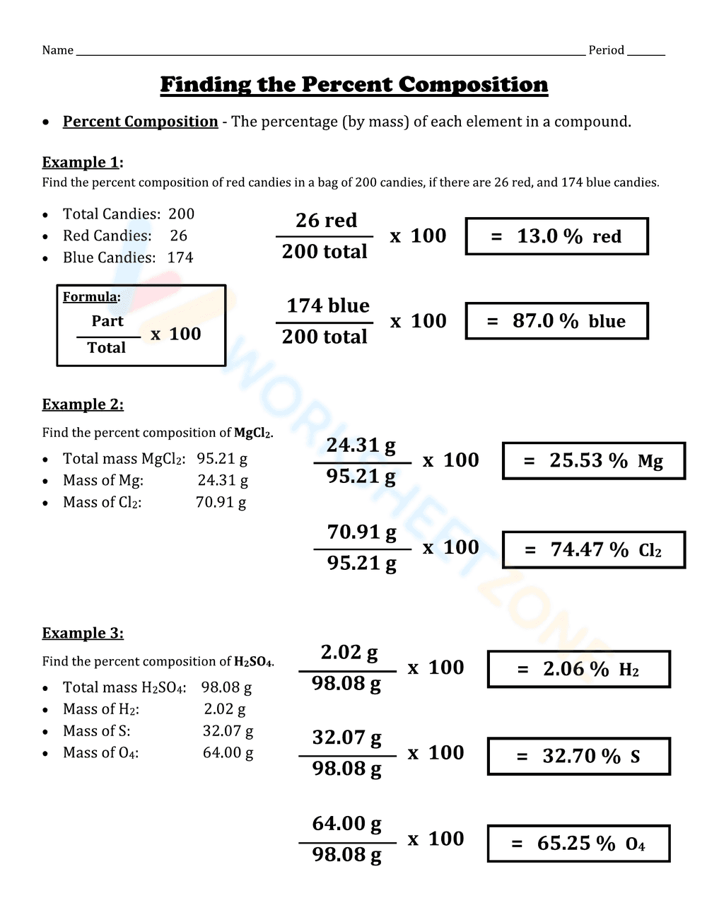 Finding Percent Composition - Page 1