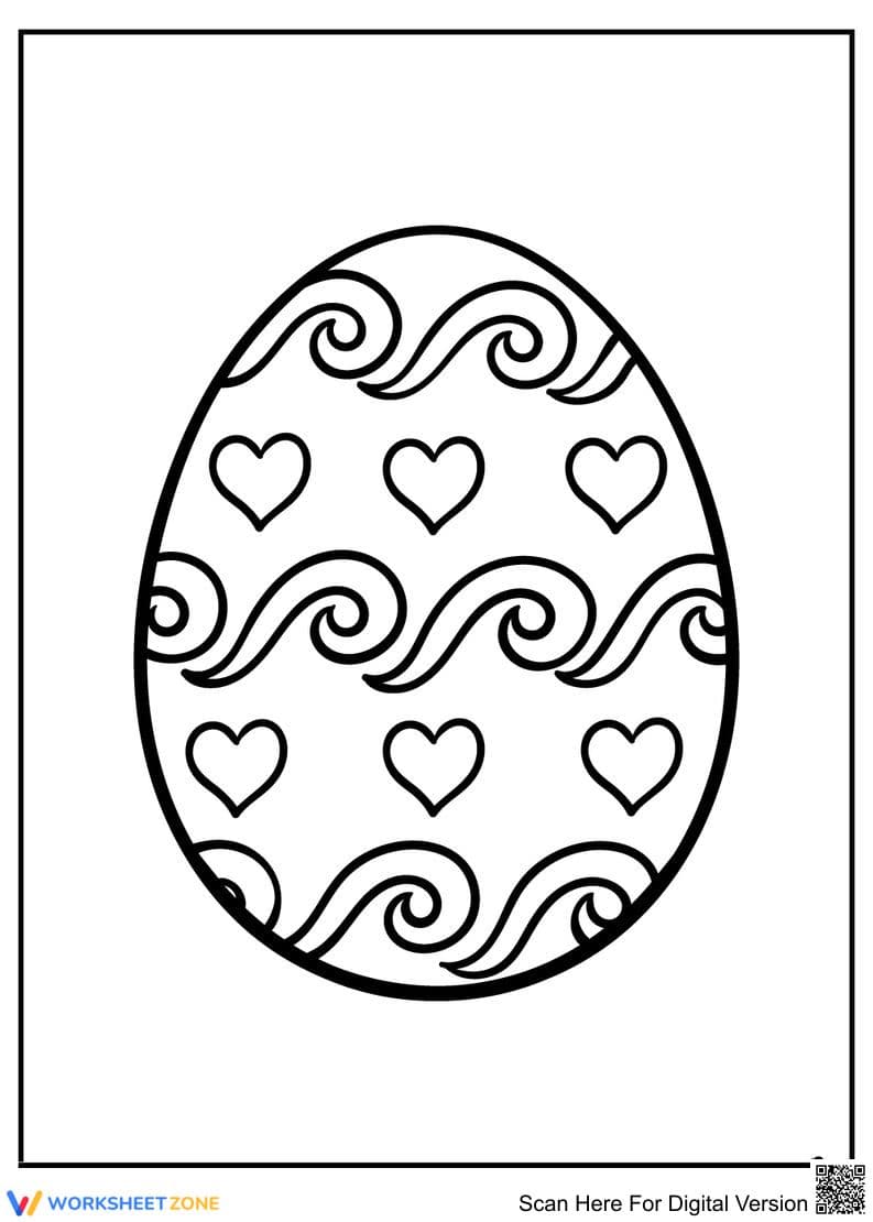 Easter Egg with Hearts Worksheet - Page 1