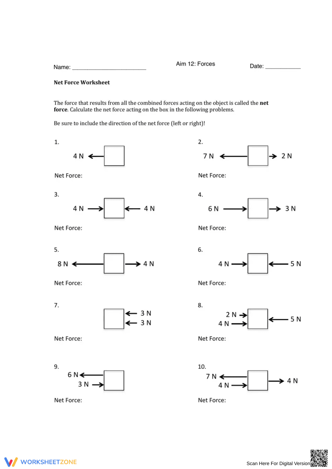 Answers of Free Body Diagram Worksheet - Page 1