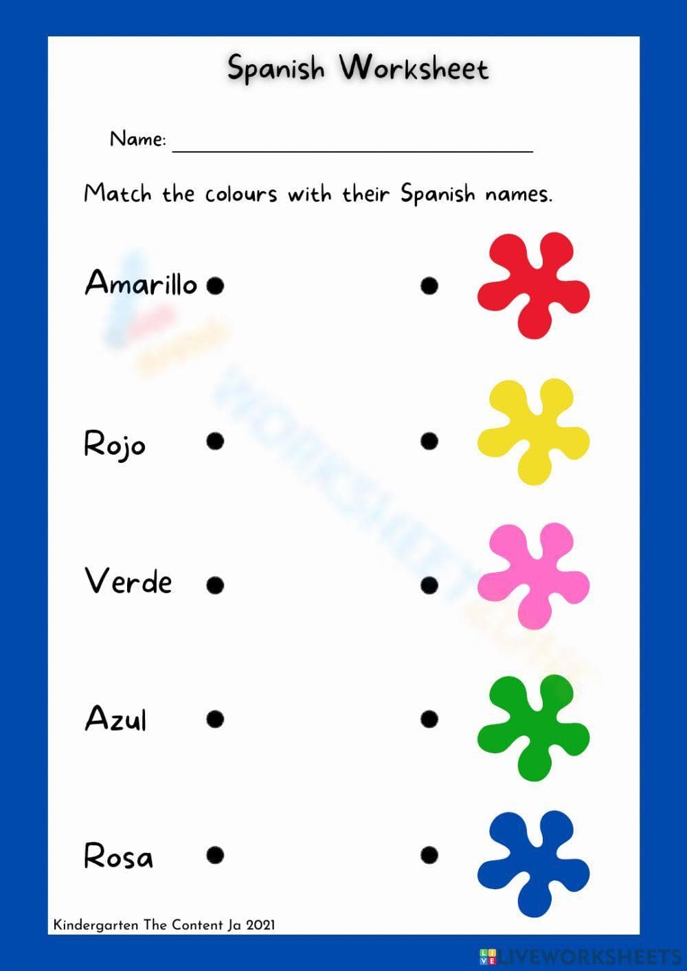 Spanish Colors Worksheet - Page 1