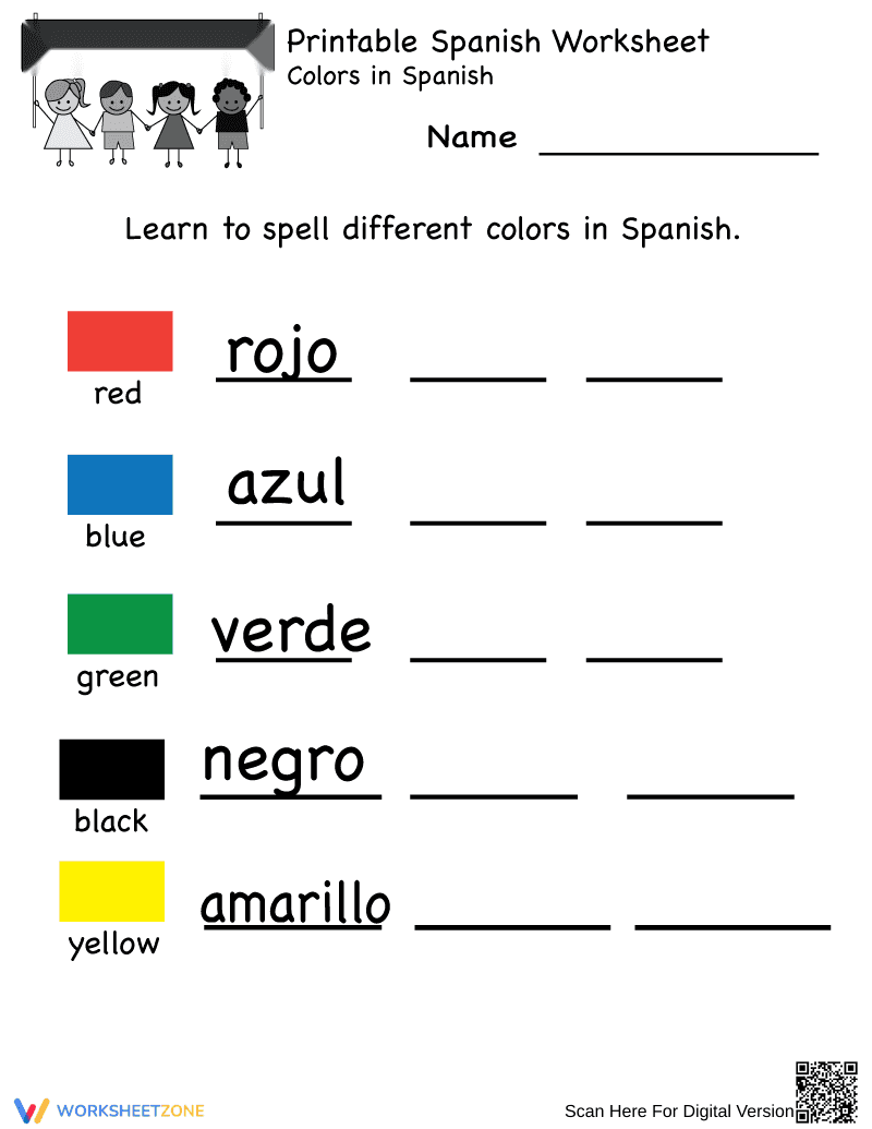Spanish Colors Worksheet 2 - Page 1