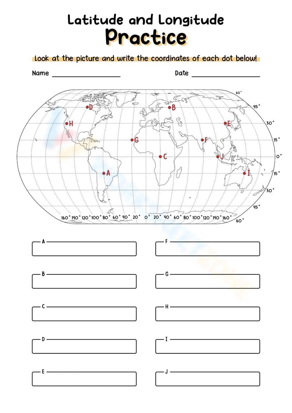 Latitude and Longitude practice - Page 1