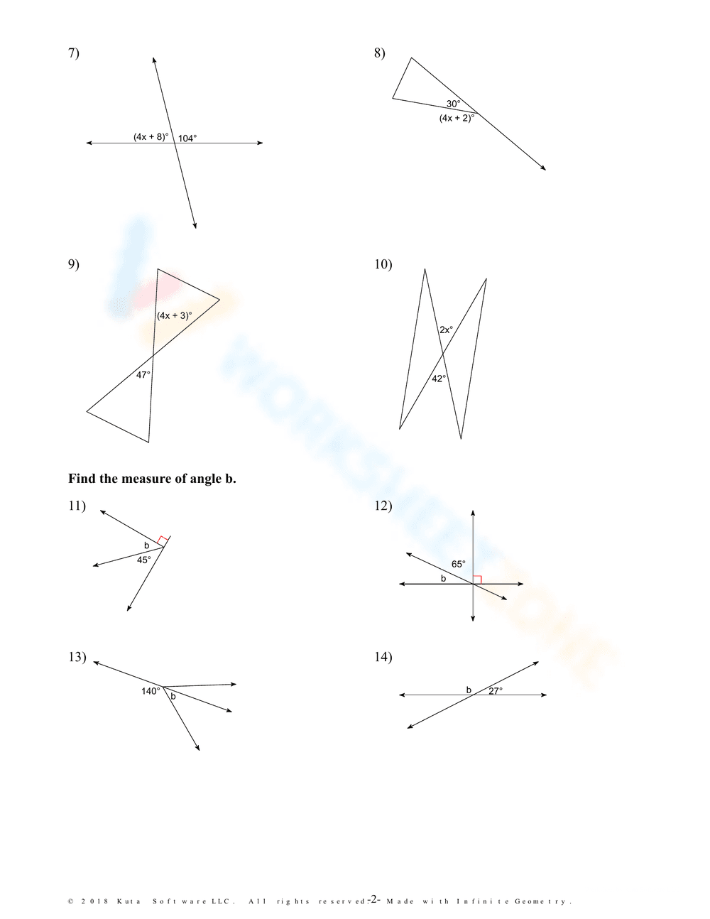 Linear Pair and Vertical Angles Worksheet - Page 1