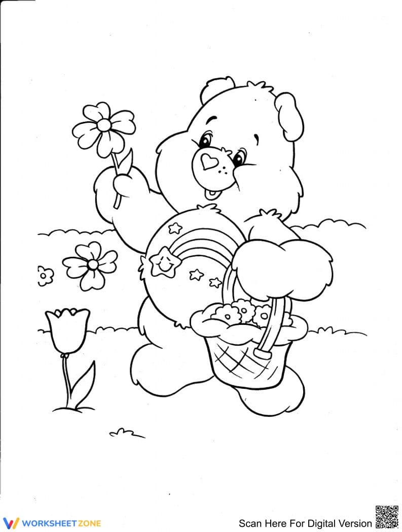 Delightful Bear Picking Flowers Activity Sheet - Page 1