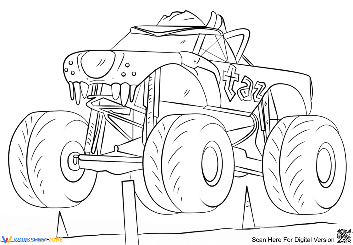 Taz Monster Truck Fun Activity Sheet - Page 1
