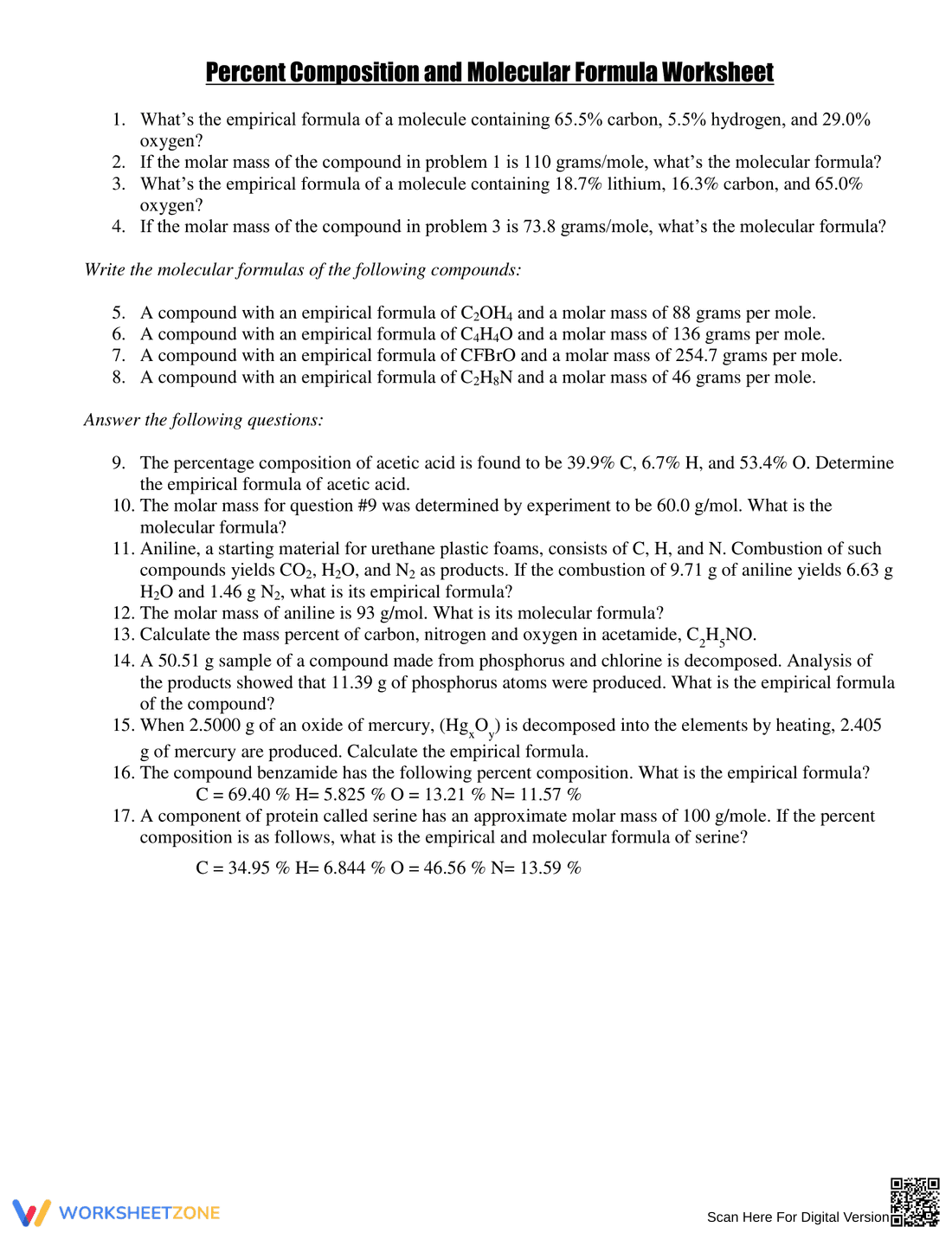 Discover Empirical and Molecular Formulas - Page 1