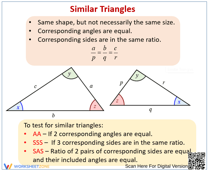 Similar Triangles Worksheet - Page 1