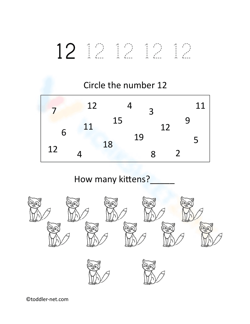 Circle the Number 12 Worksheet - Page 1