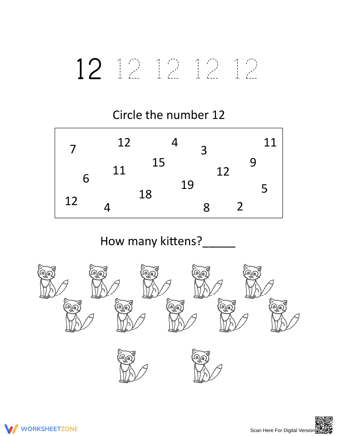 Circle the Number 12 Worksheet - Page 1