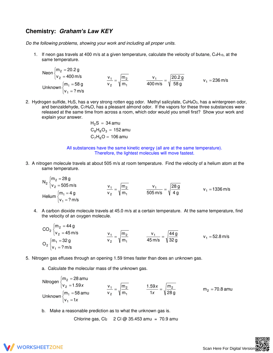 Graham's Law Worksheet - Page 1
