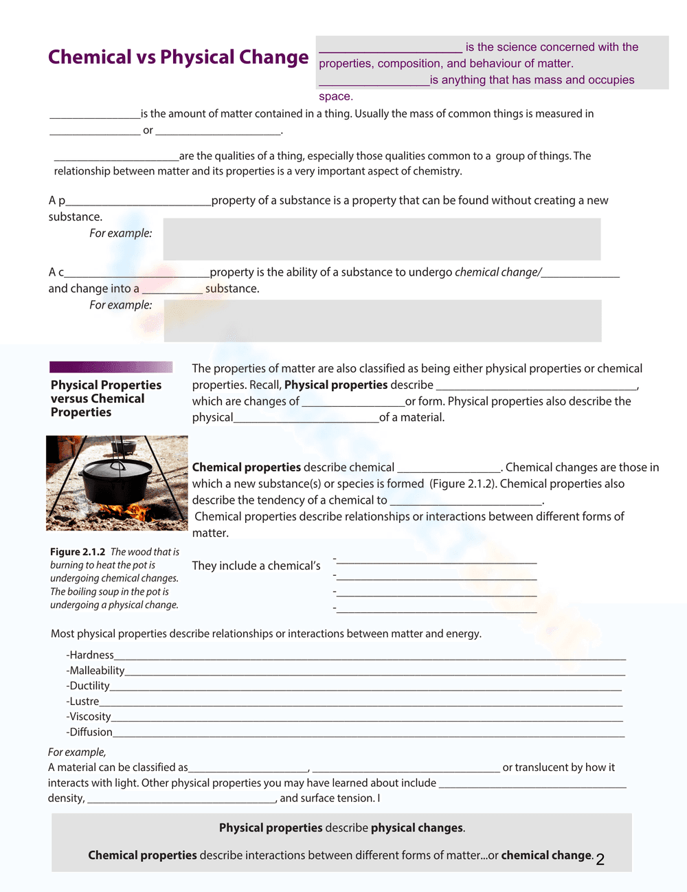 Chemical vs Physical Change: Worksheet Practice - Page 1