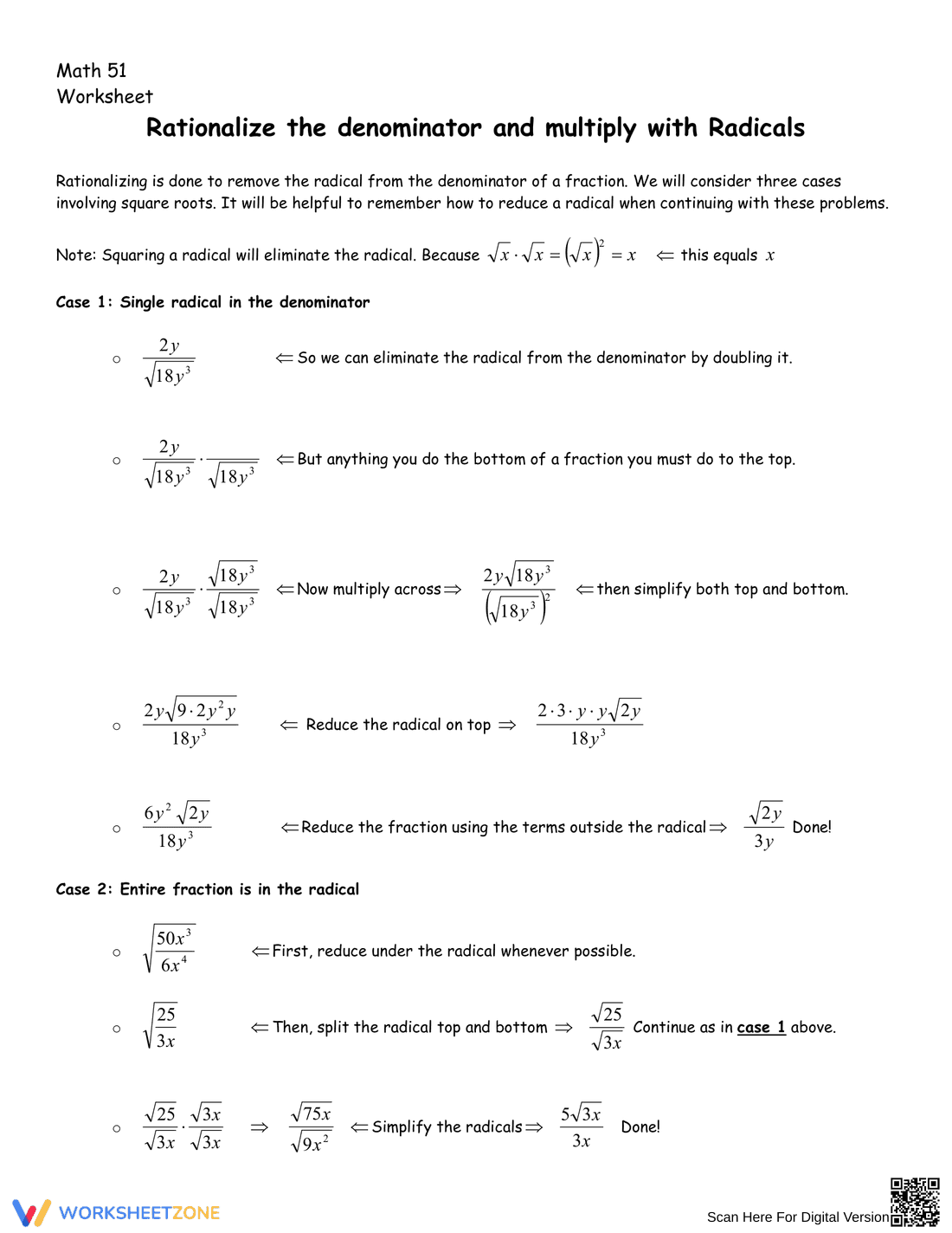 Updated Rationalize the Denominator Practice - Page 1