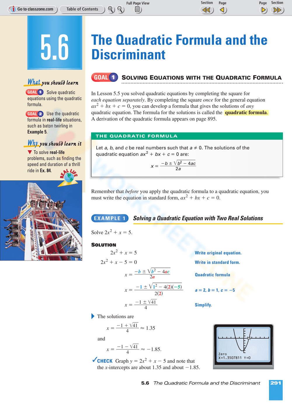 Identifying the Discriminant in Equations - Page 1