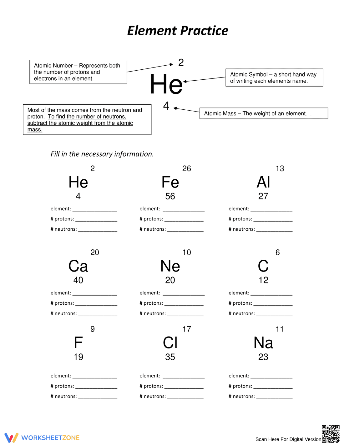 Practice: Protons, Neutrons, and Electrons - Page 1