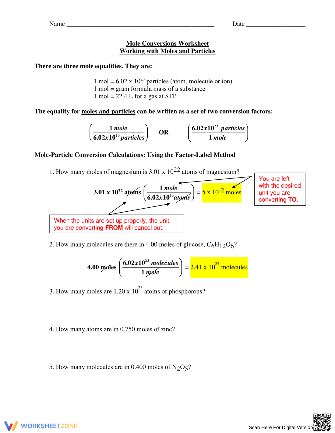 Working with Moles and Particles: Chemistry - Page 1