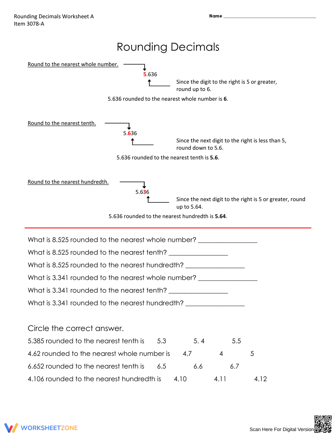 Practice Rounding Decimals with this Comprehensive Worksheet - Page 1