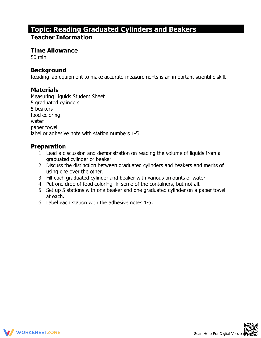 Identifying Common Lab Equipment Worksheet - Page 1