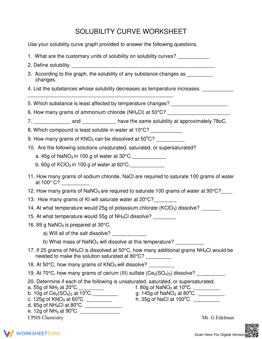 Understanding Solubility Worksheet - Page 1