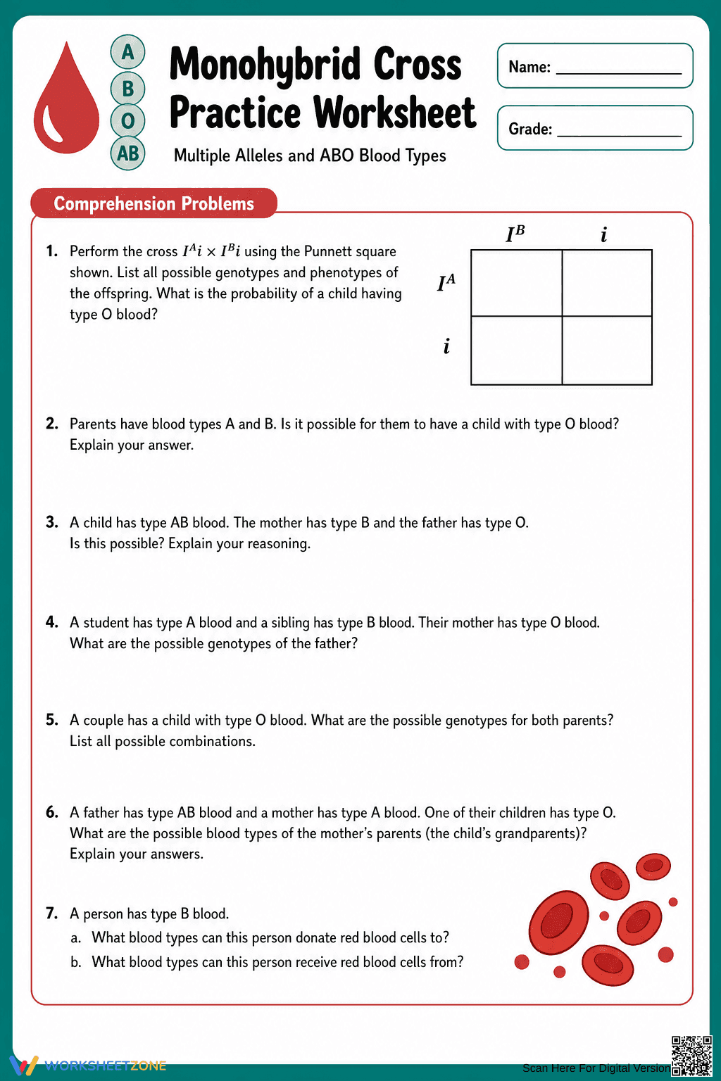 Monohybrid Cross Practice Worksheet | Essential Biology - Page 1