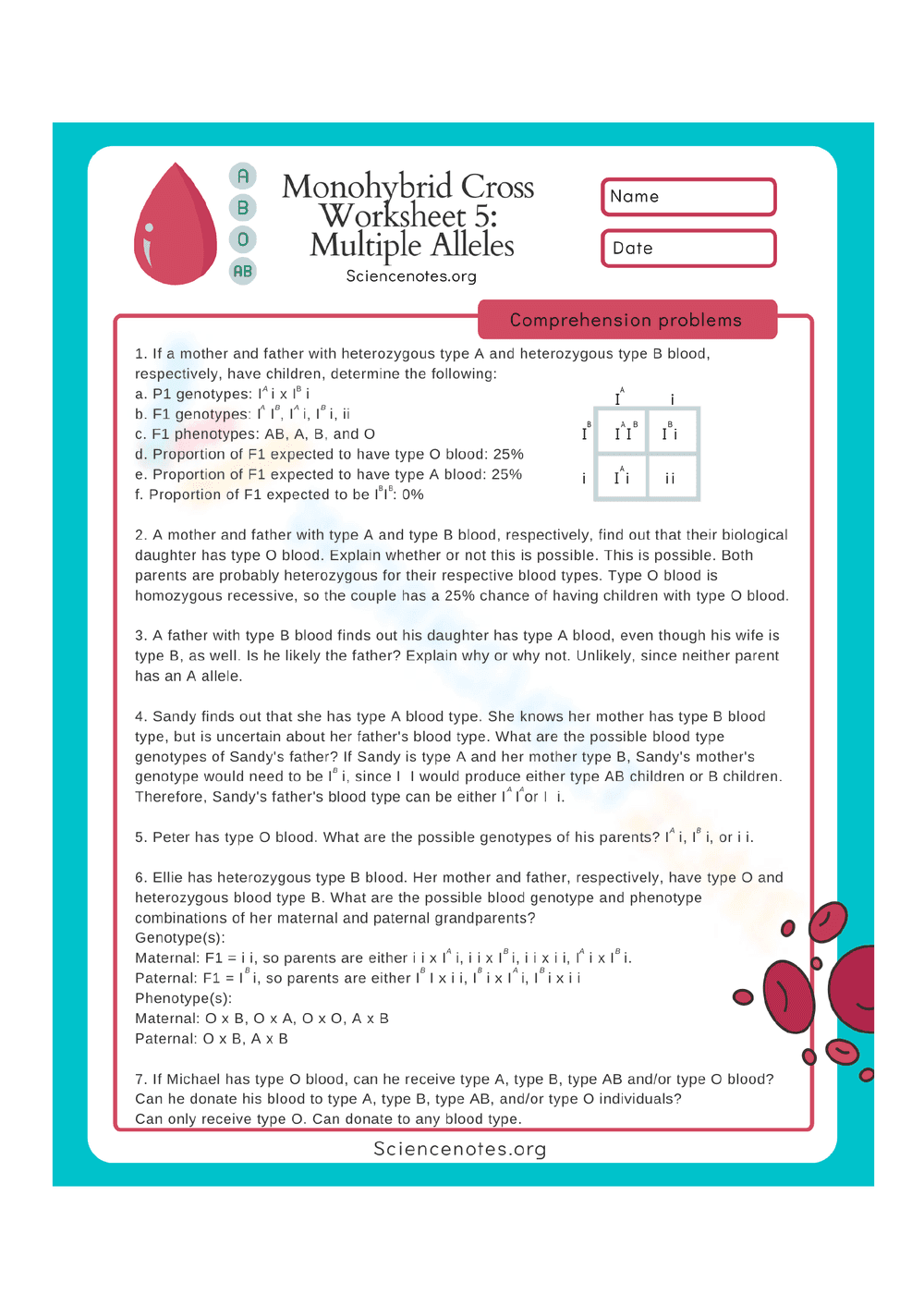 Monohybrid Cross Practice Worksheet - Page 1